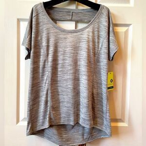 Gray Xersion Quick Dry Top Short Sleeves Open Back Size XL NWT